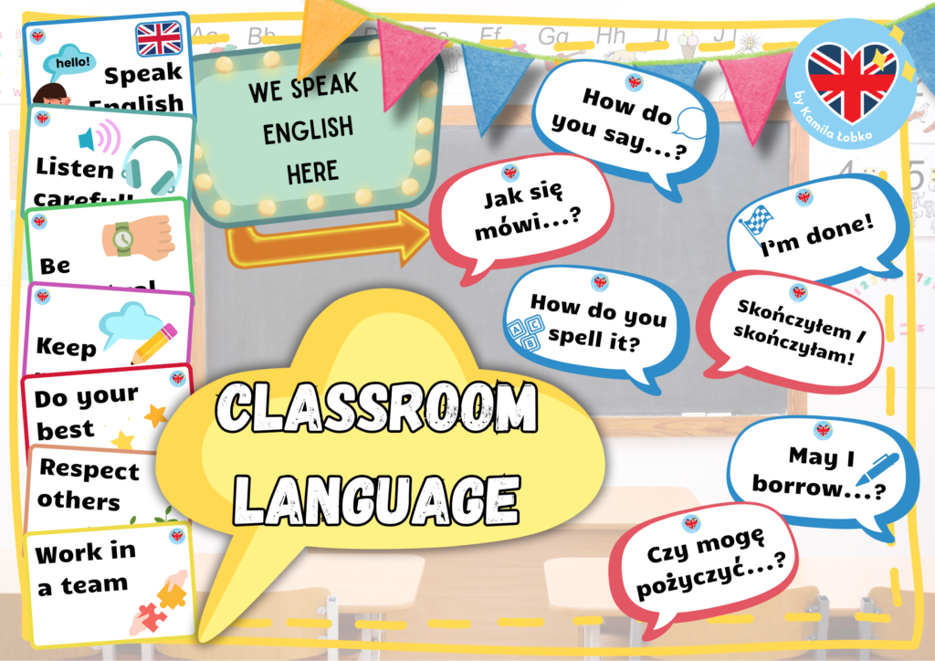 Classroom language – materiały do dekoracji sali językowej – Weecando