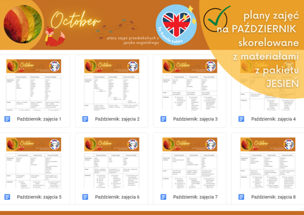 Angielski w przedszkolu: scenariusze zajęć na PAŹDZIERNIK