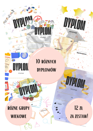 Zestaw 10 dyplomów na zakończenie roku szkolnego